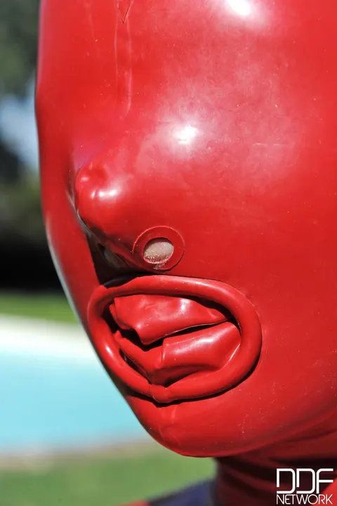 Tall PAWG in Latex Masturbates with a Dildo by the Pool – photo 21 of 21