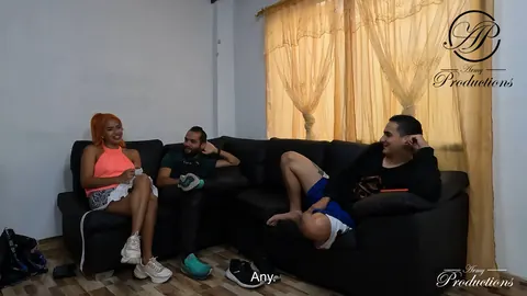 Busty Redhead Sucks and Rides Two Men in a Skirt – photo 13 of 14