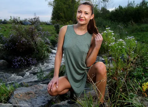 Kara Rosemary: European Brunette Poses Nude Near a Stream – photo 1 of 16