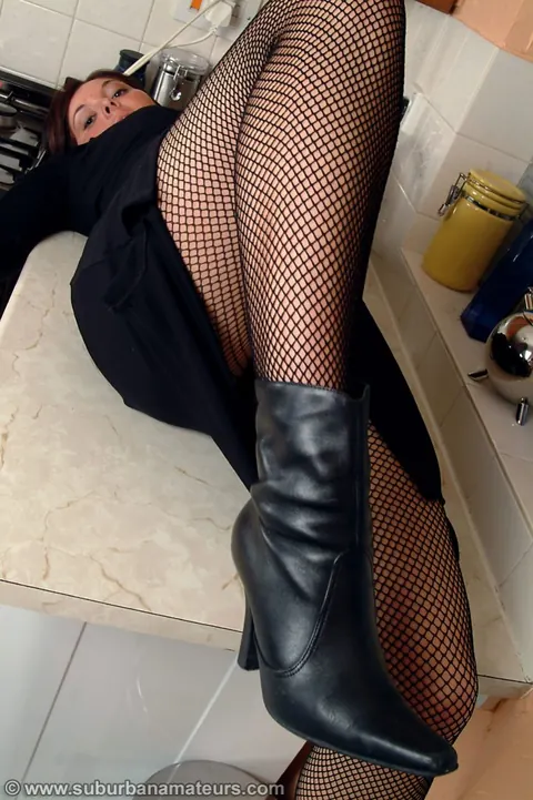 British Woman Strips and Dildos Her Hairy Pussy in the Kitchen – photo 6 of 21