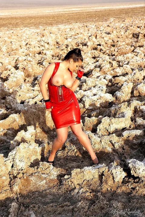 Aria Giovanni: Busty Brunette MILF Strips Out of Her Latex Dress Outdoors – photo 6 of 17