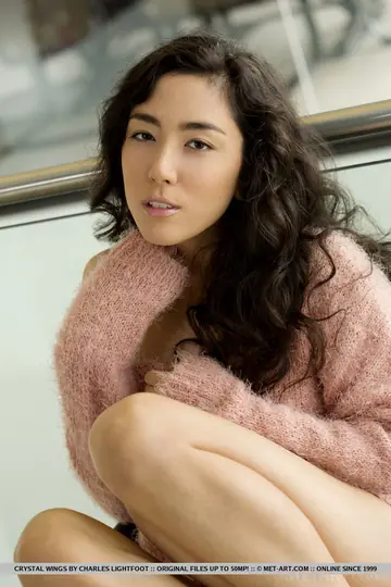 Crystal Wings – Asian Brunette Peels Off Her Sweater and Panties
