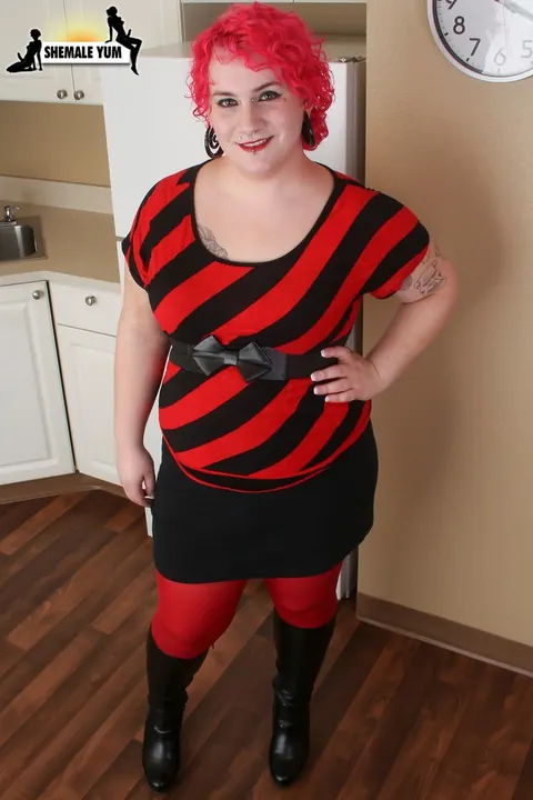 Curvy Trans Woman Displays Her Big Ass and Strokes Her Small Cock – photo 1 of 15