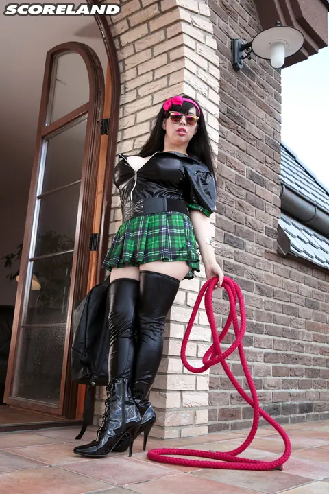 Tigerr Benson: Busty Asian Brunette Spreads Her Pussy in a Uniform Skirt – photo 1 of 20
