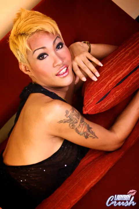 Asian Trans Woman Stands Nude and Runs Hands Over Curves in Profile – photo 5 of 20