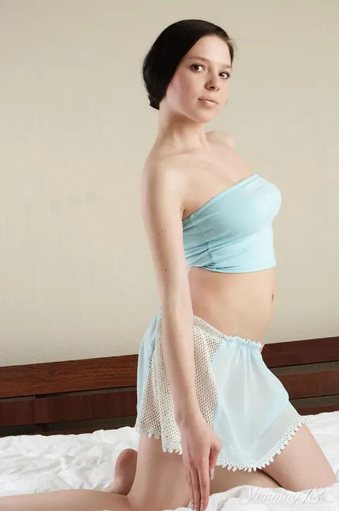 Kelly K: Brunette Strips Out of Her Tube Top and Skirt – photo 3 of 16