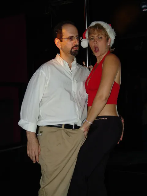 Double Dee: Busty MILF Strips in a Bar for a Threesome on Xmas Eve – photo 8 of 21