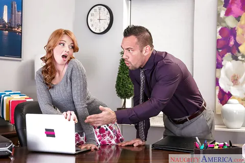 Marie McCray: Busty Redhead MILF Takes a Facial in the Office – photo 1 of 16