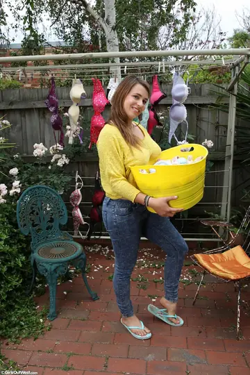 Busty Australian Uses a Toy Outdoors