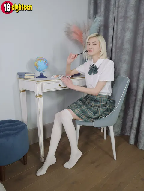 Mia Cheers: Slim Short-Haired Blonde Has Sex in Uniform and Socks – photo 2 of 16