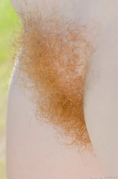 Slim Redhead Strips Nude and Spreads Her Hairy Pussy Outdoors – photo 12 of 20