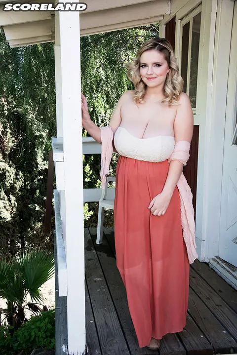 Codi Vore: Busty Blonde BBW Strips Out of Her Panties on the Veranda – photo 2 of 16