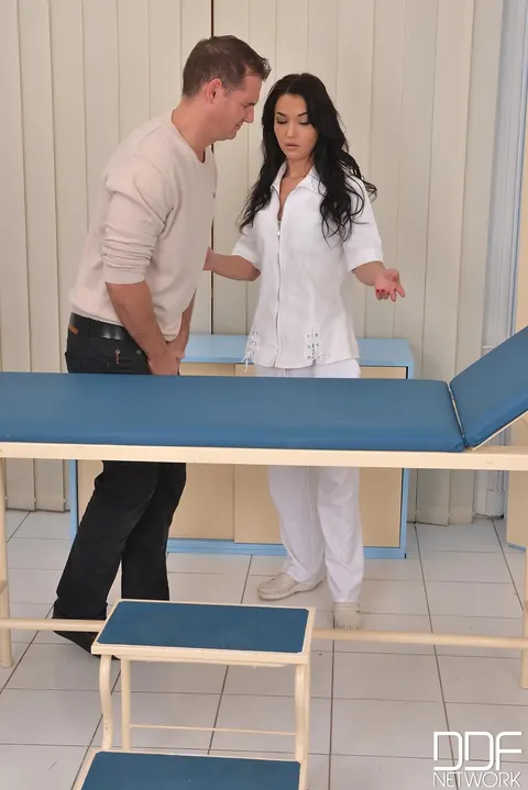 Angelik Duval: French Brunette Nurse Sucks and Strokes Patient – photo 2 of 21