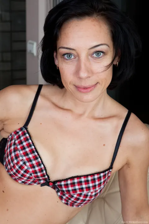 Brunette MILF in Lingerie and a Bikini Flashes Her Hairy Bush – photo 1 of 17