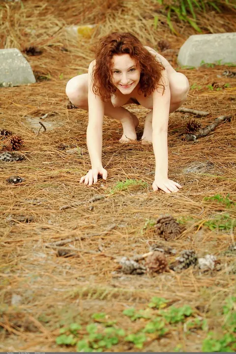Taneka: Thick Ebony Redhead Spreads Outdoors – photo 21 of 21