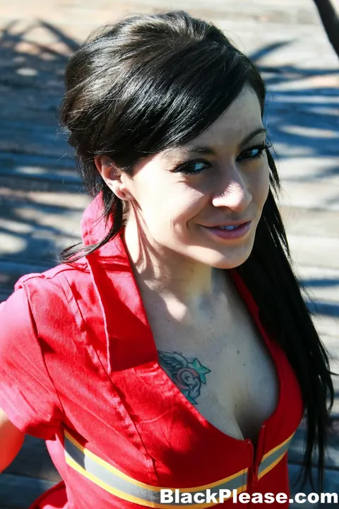 Busty Inked Brunette Rides Black Cock Outdoors – photo 2 of 12