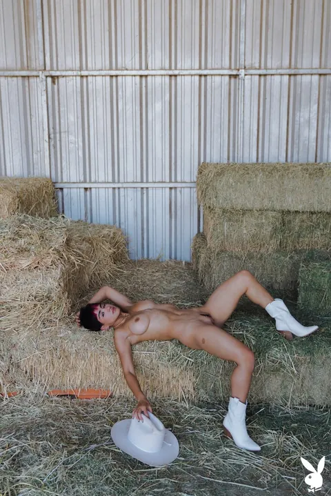 Mia Valentine: Petite Busty Brunette in Heels Spreads Outdoors on a Ranch – photo 13 of 20