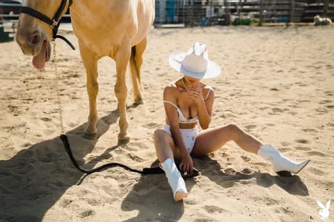 Mia Valentine: Petite Busty Brunette in Heels Spreads Outdoors on a Ranch – photo 4 of 20