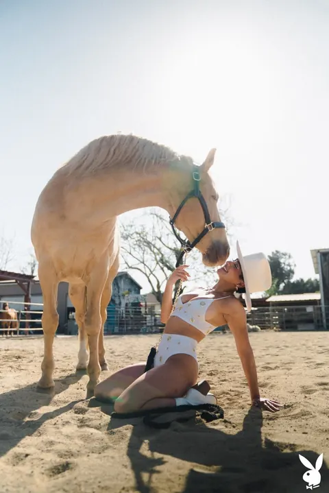 Mia Valentine: Petite Busty Brunette in Heels Spreads Outdoors on a Ranch – photo 2 of 20