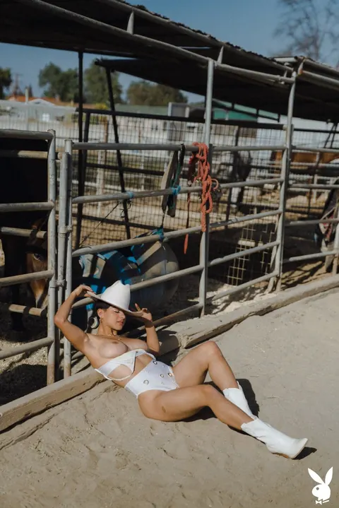Mia Valentine: Petite Busty Brunette in Heels Spreads Outdoors on a Ranch – photo 8 of 20
