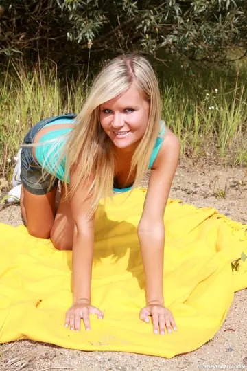 Blonde Asian Babe with Big Tits Strips Out of Her Panties