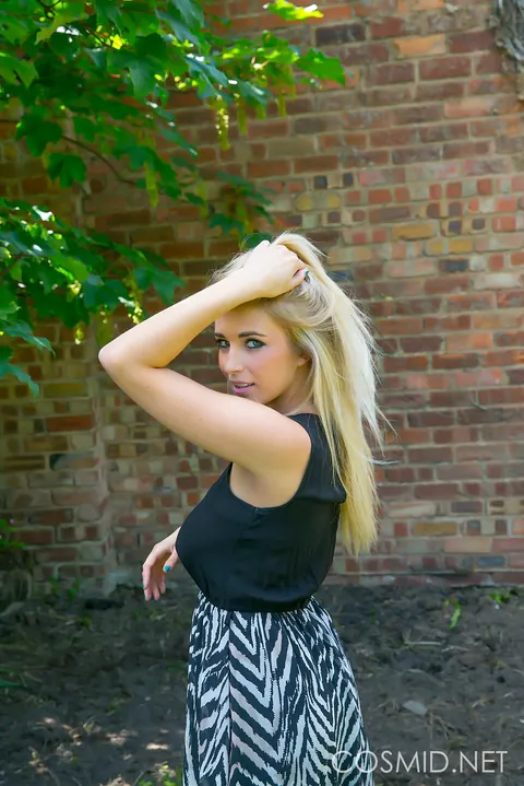 Jodie Piper: Blonde with Big Natural Tits Strips Out of Her Panties Outdoors – photo 2 of 16