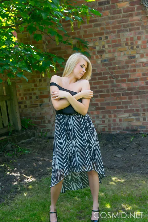 Jodie Piper: Blonde with Big Natural Tits Strips Out of Her Panties Outdoors – photo 7 of 16