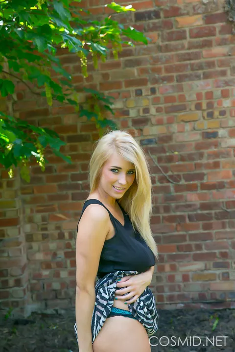 Jodie Piper: Blonde with Big Natural Tits Strips Out of Her Panties Outdoors – photo 5 of 16