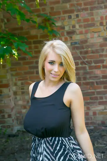 Blonde with Big Natural Tits Strips Out of Her Panties Outdoors