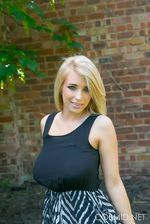 Jodie Piper: Blonde with Big Natural Tits Strips Out of Her Panties Outdoors – photo 1 of 16