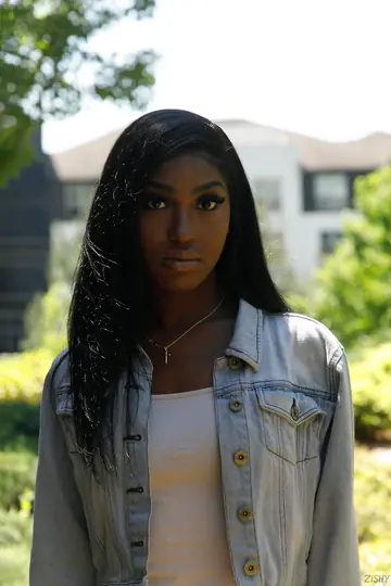 Kelsey Jones – Slim Ebony Babe in Jeans and Panties Shows Her Big Natural Tits