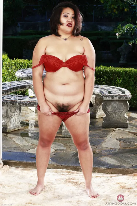 Asian BBW Undresses Outdoors Showing Her Hairy Pussy – photo 6 of 21