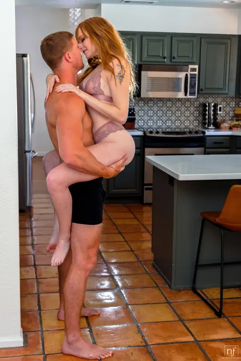 Amber Stark: Pale Petite Redhead Fucks Standing with Her Partner – photo 2 of 20
