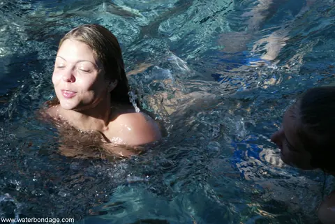 Brooke Bound: Mature Blonde and Brunette MILFs Explore Bondage by the Pool – photo 8 of 20