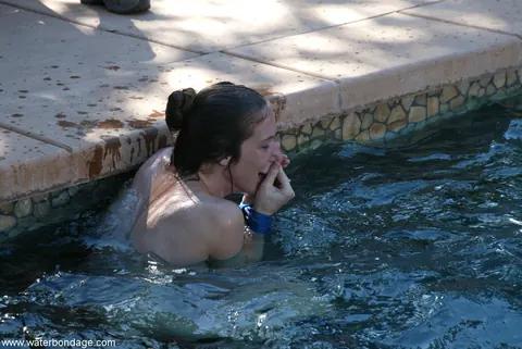 Brooke Bound: Mature Blonde and Brunette MILFs Explore Bondage by the Pool – photo 7 of 20