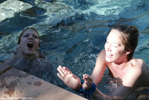 Brooke Bound: Mature Blonde and Brunette MILFs Explore Bondage by the Pool – photo 10 of 20