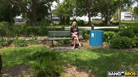 Lindsey Lakes: Tall Blonde Gives a Handjob Outdoors – photo 2 of 21