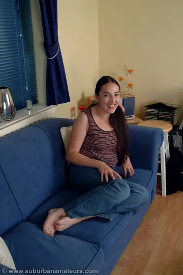 British Housewife Strips Out of Her Jeans and Fingers Her Hairy Pussy