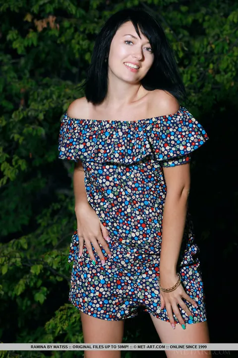 Ramina: Brunette Strips Out of Her Shorts and Spreads in the Yard – photo 17 of 18