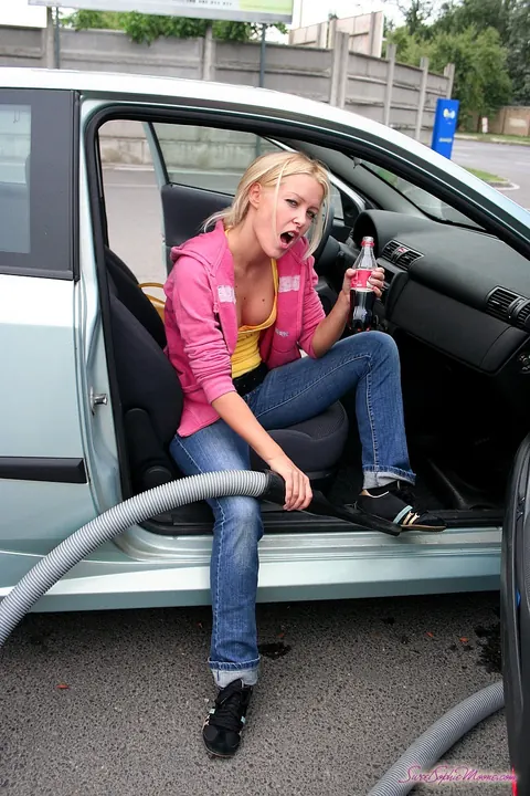 Sophie Moone: Slim Blonde European Undresses Outdoors by a Car – photo 10 of 17
