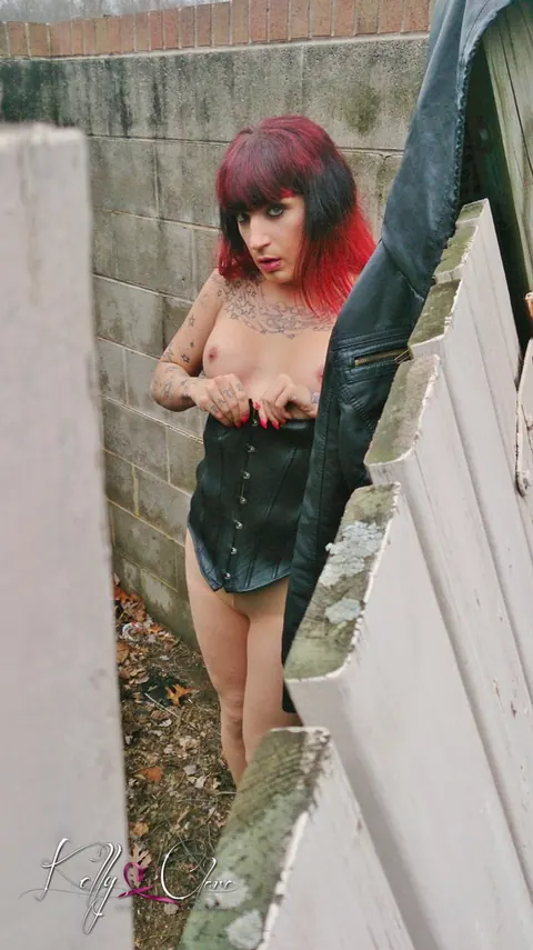 Busty Trans Woman Undresses and Poses Nude Outdoors – photo 6 of 12
