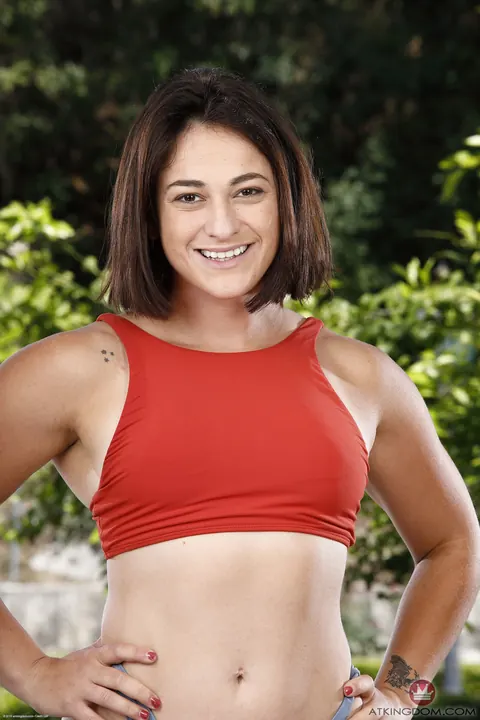 Mallory Monroe: Brunette with Short Hair Pulls Aside Her Panties and Spreads Her Hairy Pussy – photo 2 of 21
