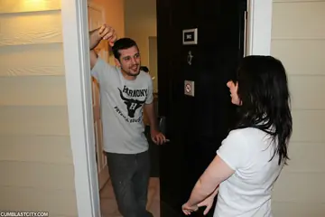 Billy Blast – Black-Haired Woman in Glasses Jerks Her Partner on the Sofa