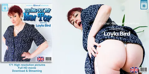 Layla Bird: Mature Redhead in Stockings Works a Dildo Deep – photo 11 of 11
