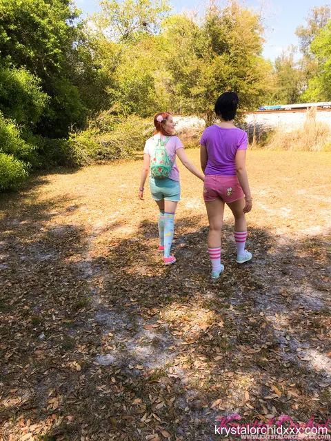 Krystal Orchid: Blonde and Redhead Lesbians Kiss and Lick in the Forest – photo 2 of 15