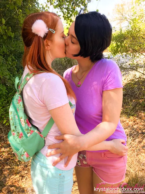 Krystal Orchid: Blonde and Redhead Lesbians Kiss and Lick in the Forest – photo 4 of 15