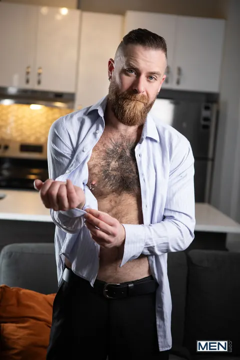 Two Mature Hairy Men Kiss and Spread for the Camera – photo 1 of 14
