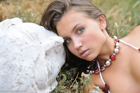 Katarina B: European Brunette in a Knit Bikini Spreads Outdoors – photo 11 of 16