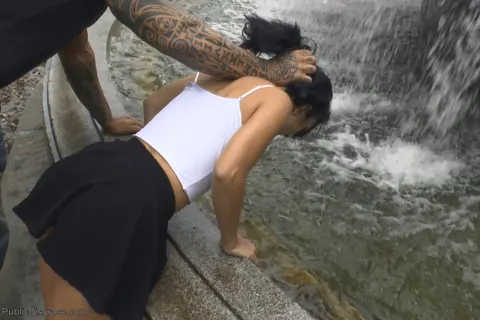Pamela Sanchez: Spanish Brunette in a Skirt Gets Bound and Fucked in Public – photo 4 of 12