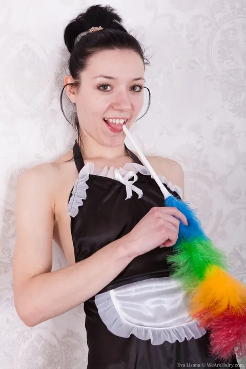 Liza James: Petite Russian Maid Undresses and Gapes Hairy Asshole – photo 2 of 21